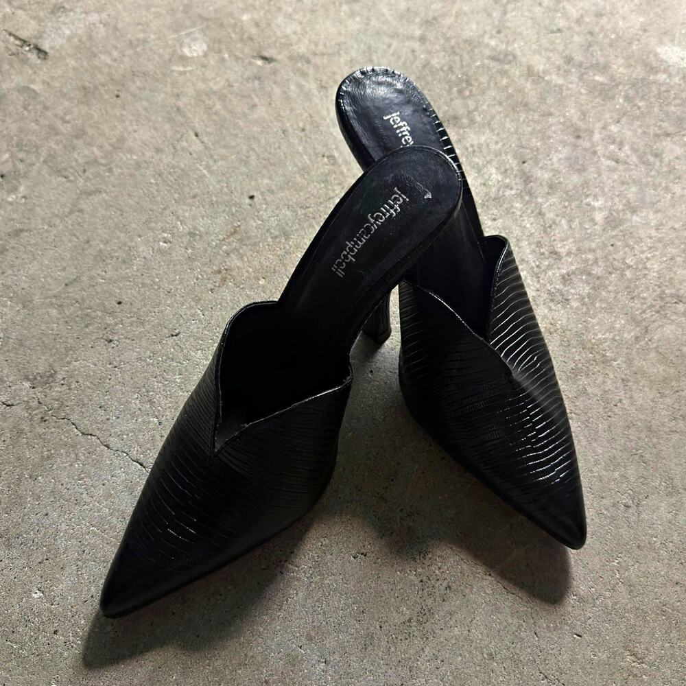 Jeffrey Campbell Black Embossed Pointed Toe Heeled Mules Womens 8 Y2K
